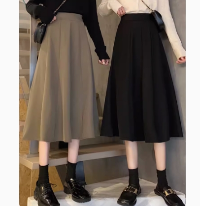 黑色半身裙女夏高腰傘裙秋季2023新款西裝裙中長款A字裙裙子長裙