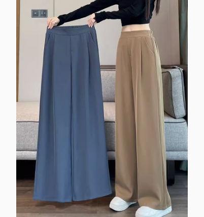 西裝褲女春秋2023新款爆款高腰垂感闊腿褲休閑窄版直筒女褲子秋款